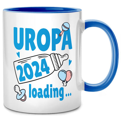 Uropa 2024 loading - süße Tasse mit Spruch als Geschenk für Uropa oder zum Schwangerschaft verkünden, Blaue Tasse