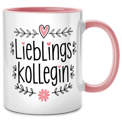 Lieblingskollegin - Tasse mit Spruch und Herz als Abschiedsgeschenk für Kollegin oder Lieblingskollegin Geschenk, Pinke Tasse