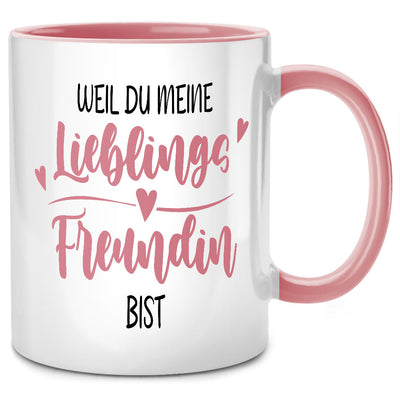 Weil du meine Lieblingsfreundin bist - Süße Tasse mit Spruch als Geschenk für beste Freundin oder BFF, Pinke Tasse