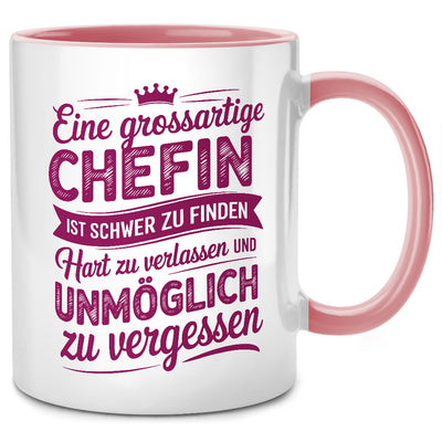 Eine großartige Chefin ist schwer zu finden - lustige Tasse mit Spruch als Chefin Geschenk, pinke Tasse