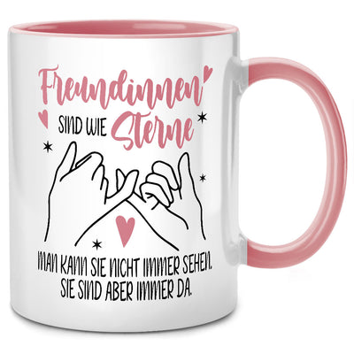 Freundinnen sind wie Sterne - süße Tasse mit Spruch als Geschenk beste Freundin oder BFF, Pinke Tasse