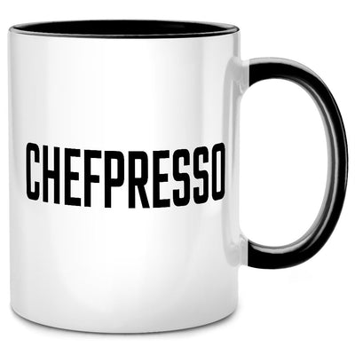 Chefpresso - lustige Tasse mit Spruch als Espresso Geschenk für den Chef, Schwarze Tasse