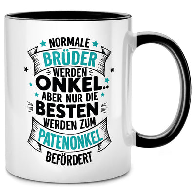 Normale Brüder werden Onkel, aber nur die Besten werden zum Patenonkel befördert - lustige Tasse mit Spruch als Patenonkel Geschenk