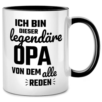 Ich bin dieser legendäre Opa von dem alle reden - lustige Tasse mit Spruch als Ruhestand Geschenk oder Opa Geschenk, Schwarze Tasse