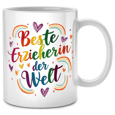 Beste Erzieherin der Welt - süße Tasse mit Spruch als Erzieherinnen Geschenk oder als Abschiedsgeschenk für eine Erzieherin