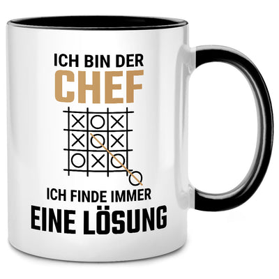 Ich bin der Chef, ich finde immer eine Lösung - lustige Tasse mit Spruch als Geschenk für Chef