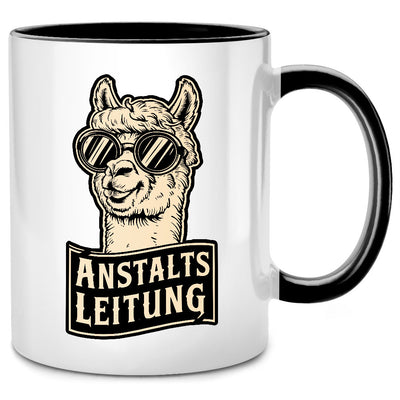 Anstaltsleitung - lustige Tasse mit Spruch und Lama als Geschenk für den Chef