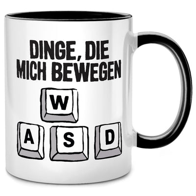 Dinge, die mich bewegen - lustige Gamer Tasse mit Spruch als Geschenk für Zocker