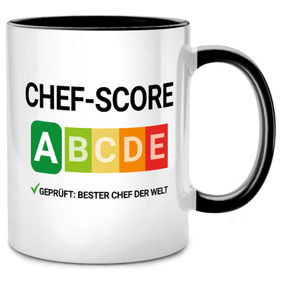 Chef-Score - Nutri-Score A - lustige Tasse mit Spruch als Geschenk für Chef von Kollegen, schwarze Tasse