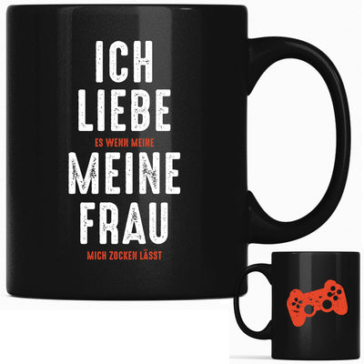 Ich liebe es, wenn meine Frau mich zocken lässt, Tasse mit Spruch als Geschenk für Gamer, Nerds und Zocker