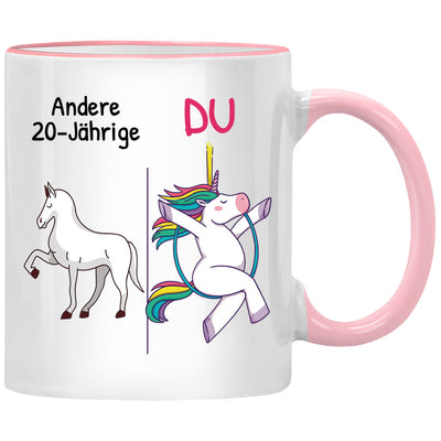 Andere 20-jährige, Du - Einhorn Tasse mit Spruch, Geschenk zum 20. Geburtstag, Geburtstagsgeschenk