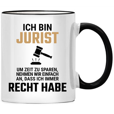 Ich bin Jurist und habe immer Recht, lustige Jura Tasse mit Spruch als Geschenk für Anwalt und Anwältin oder Geschenke Idee für Jurist und Juristin