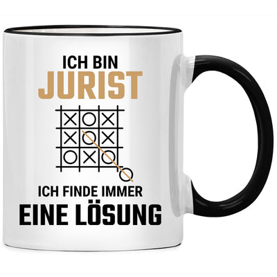 Ich bin Jurist, ich finde immer eine Lösung, lustige Jura Tasse mit Spruch als Geschenk für einen Anwalt oder eine Anwältin oder lustige Geschenke für Jurist und Juristin