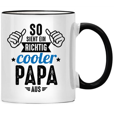 So sieht ein richtig cooler Papa aus. Lustige Tasse mit Spruch als Papa Geschenke oder Geschenkideen für Vater