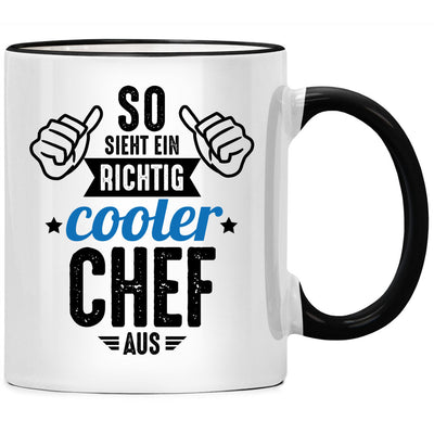 So sieht ein richtig cooler Chef aus. Lustige Tasse mit Spruch als Geschenk für Chef oder Chefin